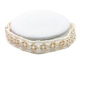 Vintage Crocheted Faux Pearl Beaded Choker Necklace